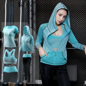 FDMF002- Dame 5stk Sportstøj Fitness Yoga Løb Atletiske træningsdragter